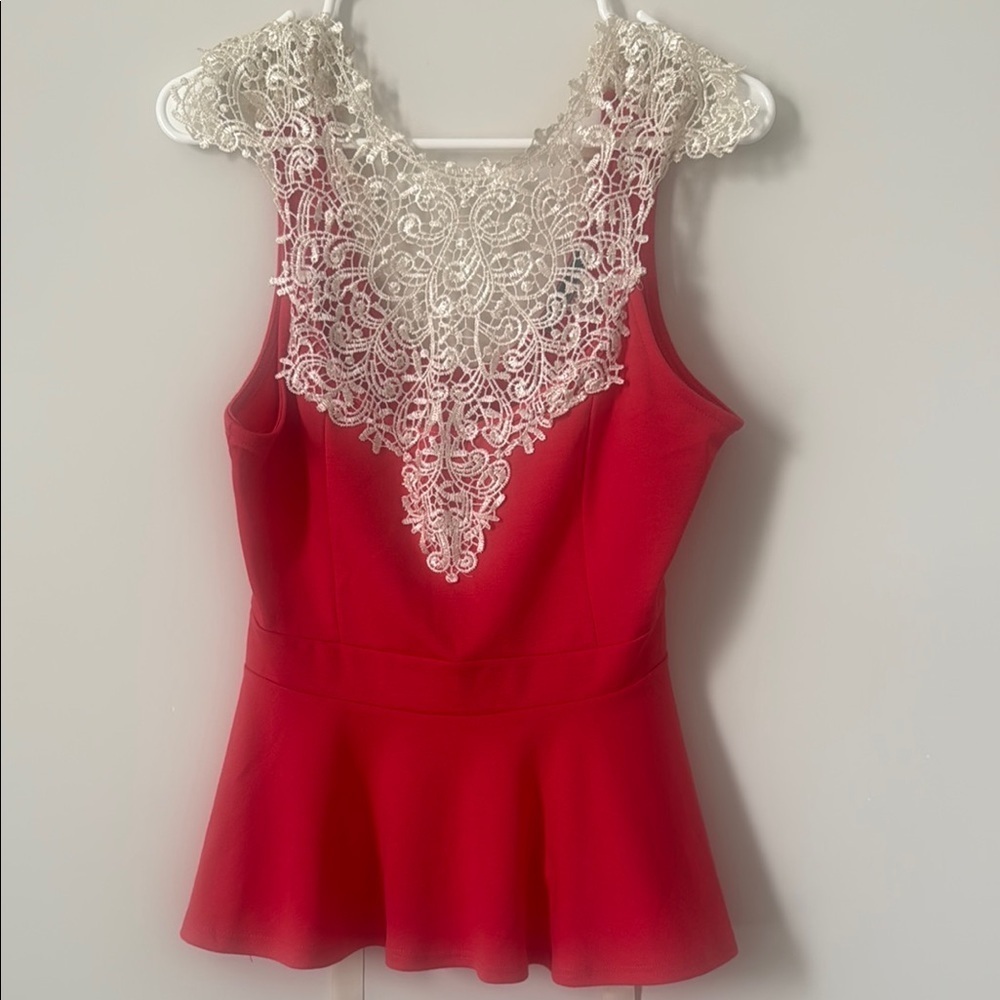 Julie’s Closet Y2K Cottagecore Delicate Cream Lace Women’s Coral Shirt